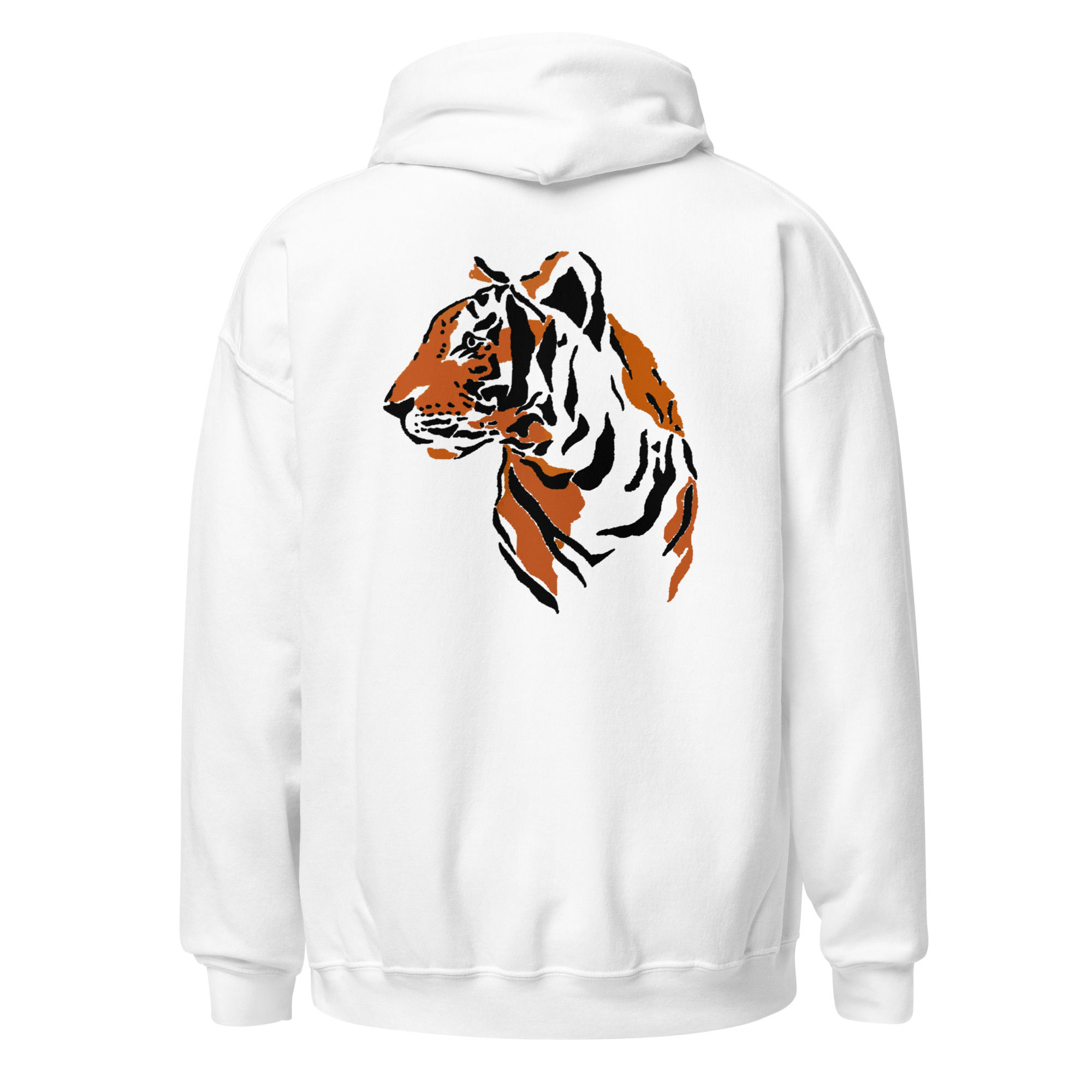 tiger sketch hoodie back - white