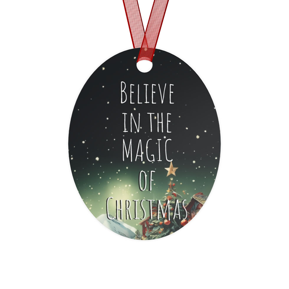 Thumbnail: The Magic of Christmas (Santa) Oval & Round Shaped Metal Ornaments