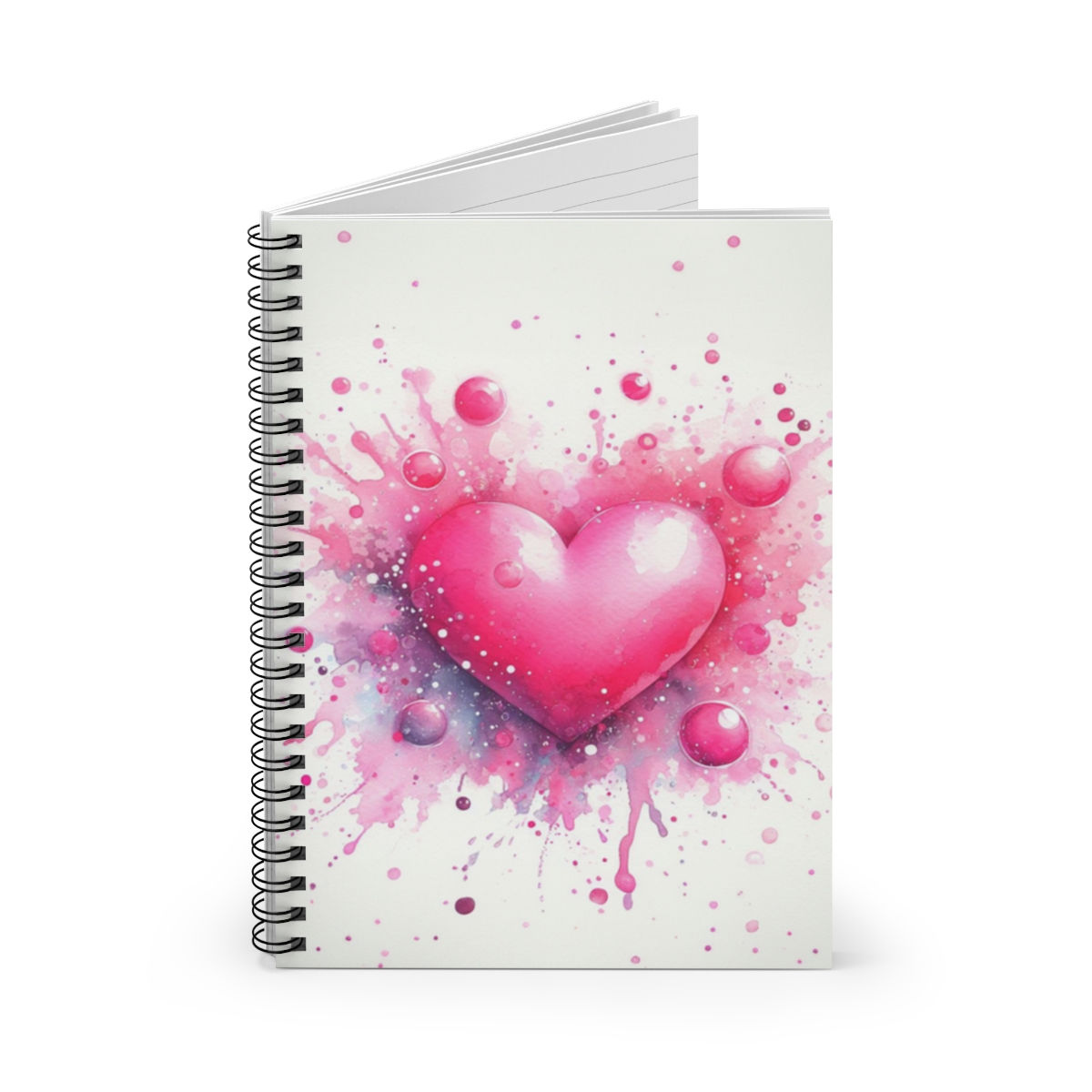 Heart Watercolor Spiral Notebook - Ruled Line