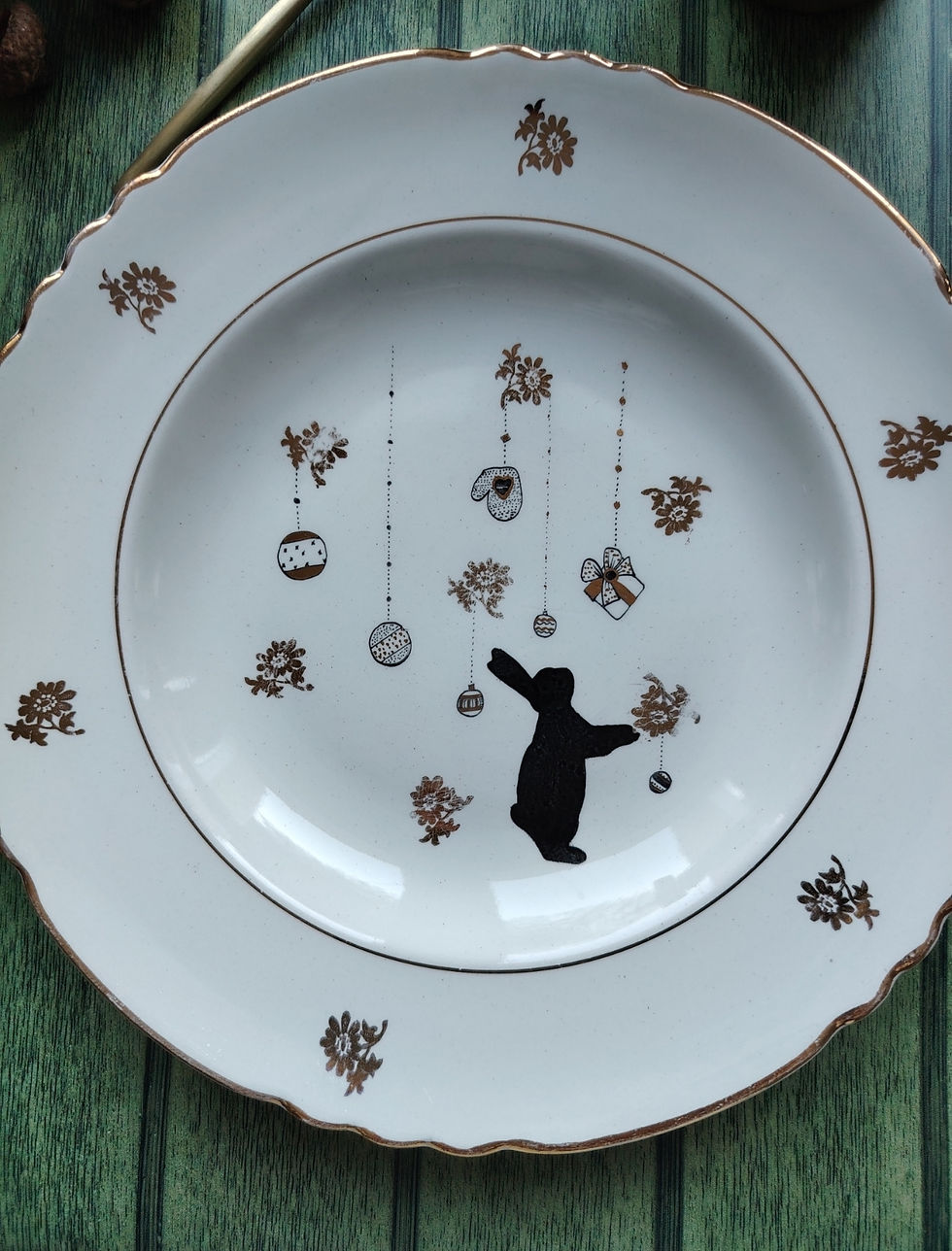 Miniature : ❁assiette creuse C🐇 Joyeux Noël