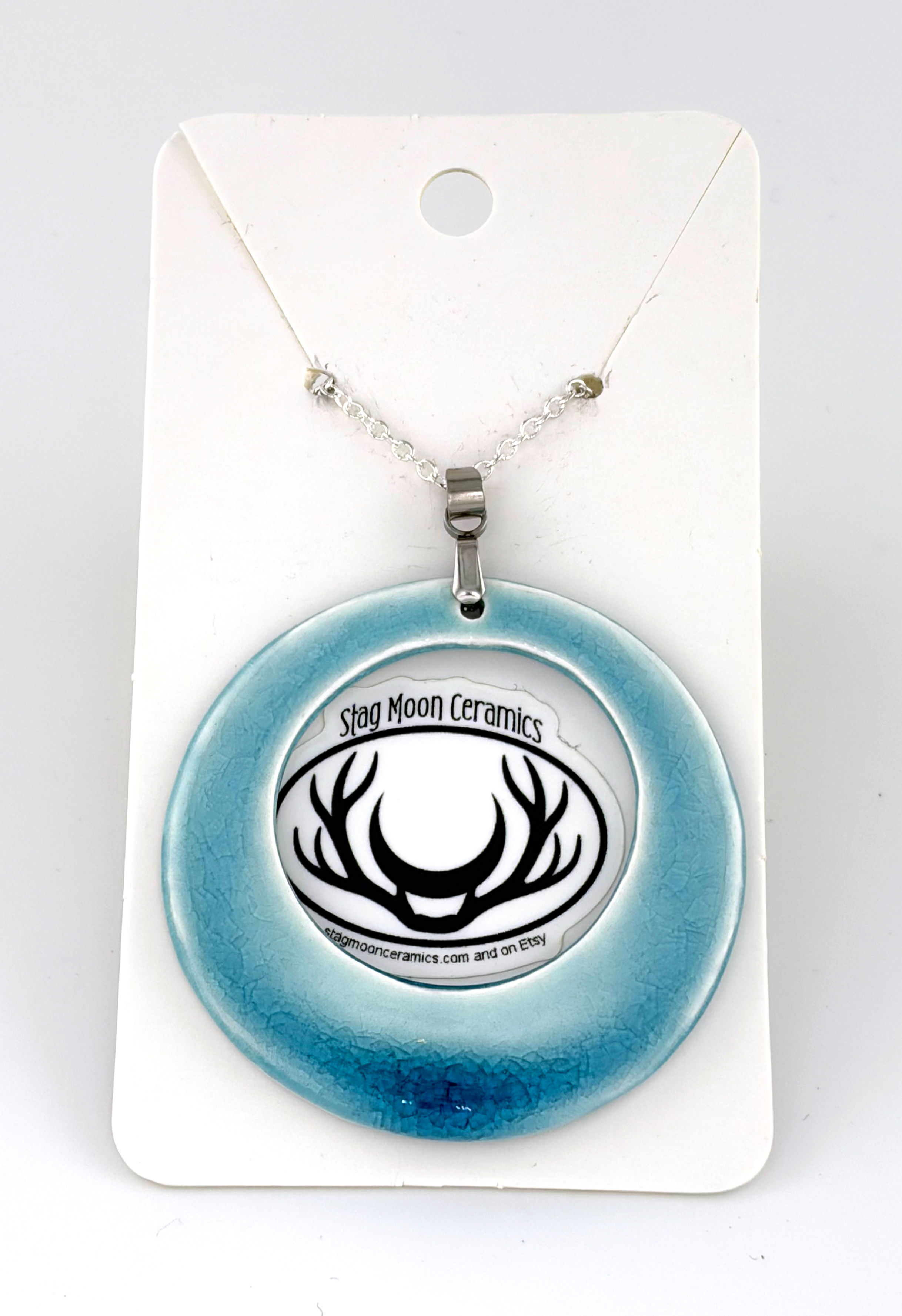 China Sea Round Cutout Porcelain Pendant