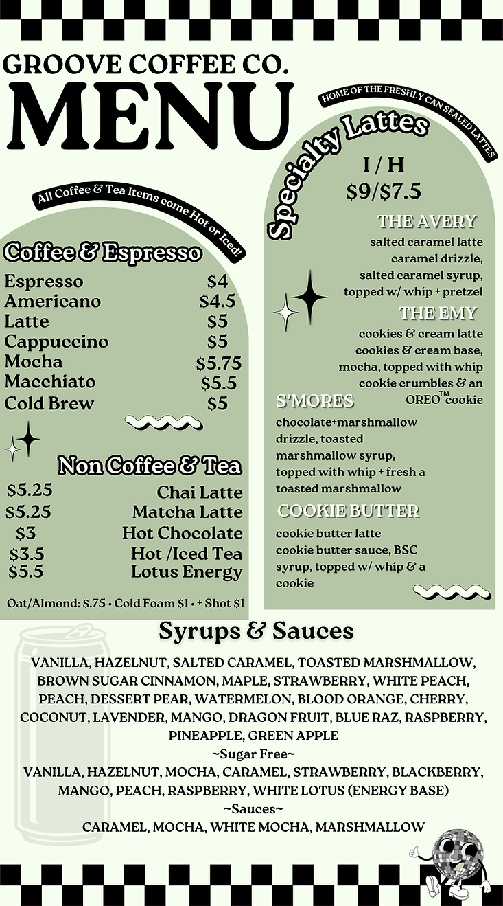 Menu | Groove Coffee Co.