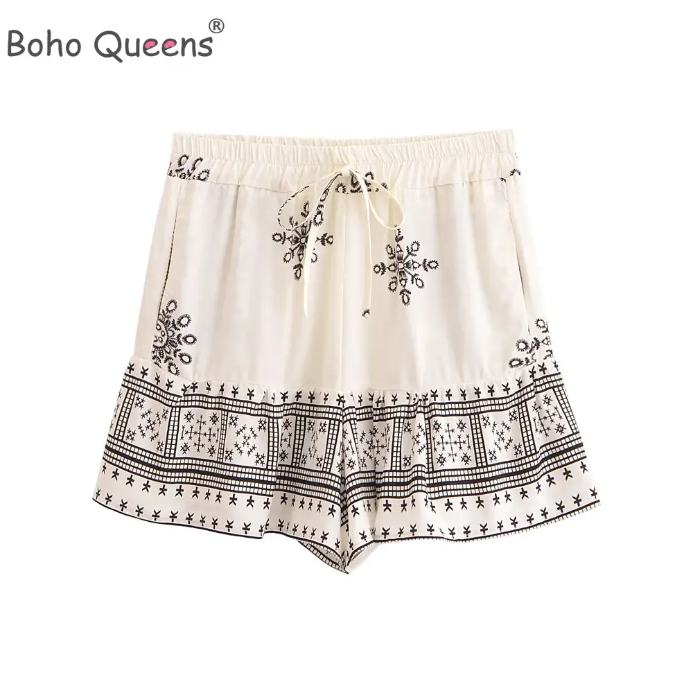 Boho Queens Women 2025 Wild Floral Print Summer Bohemian Short Pants