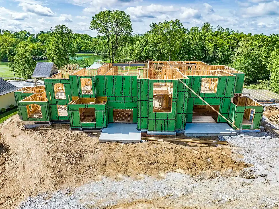 Framing stage of a luxury custom home build demonstrating how construction processes can become out of control without proper planning and execution, as explained by Frazier Homes
