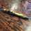 Thumbnail: Lite Wood Hand Carved Wood Pen with Green and Black Stripe
