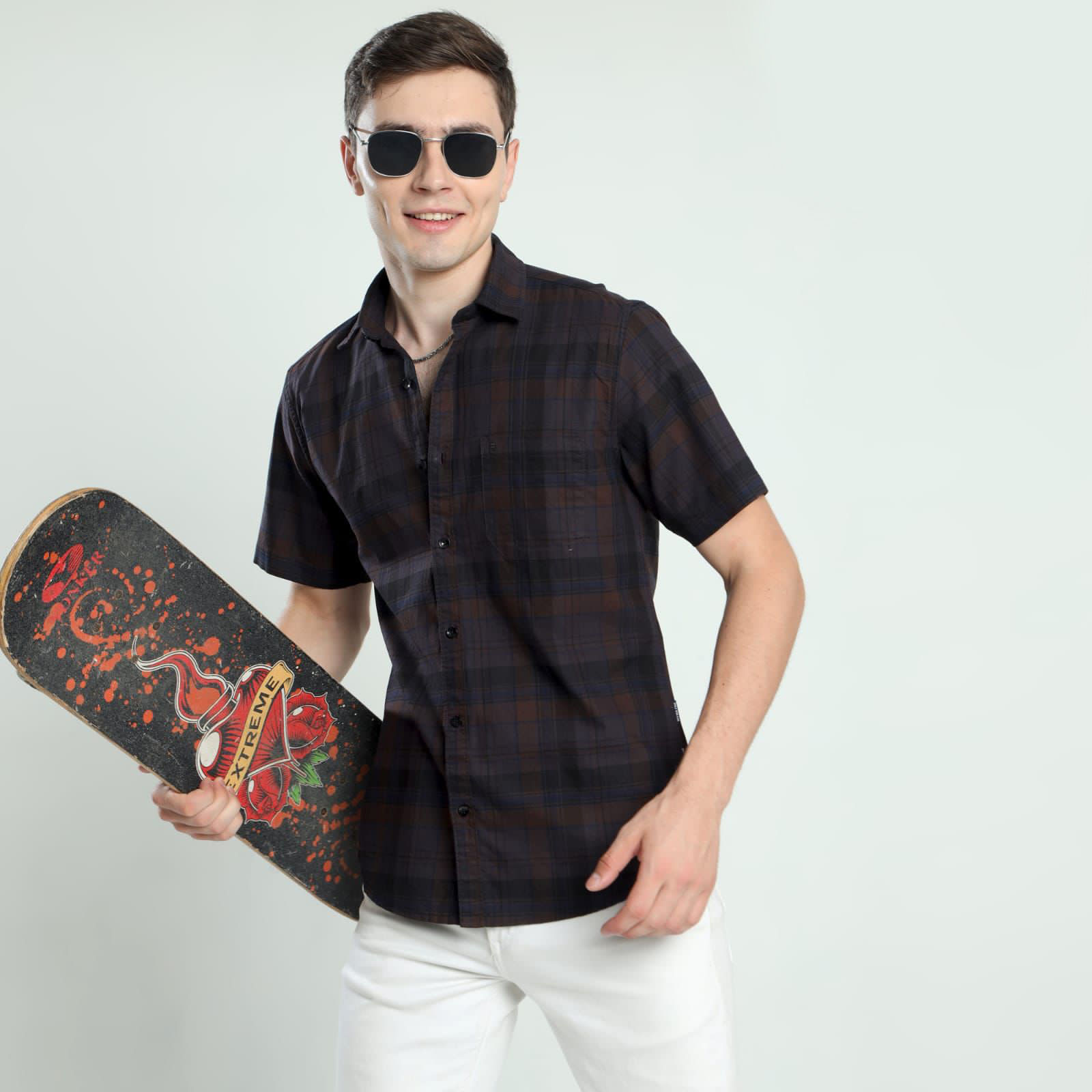 Indigo Checks Half sleeves_