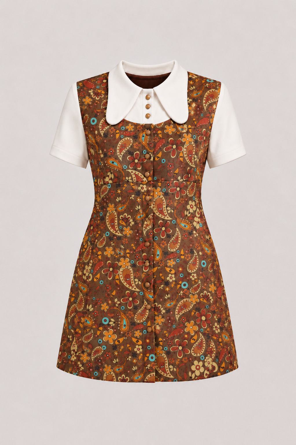 Upsett Rewind 69s Brown Pinafore Dress.