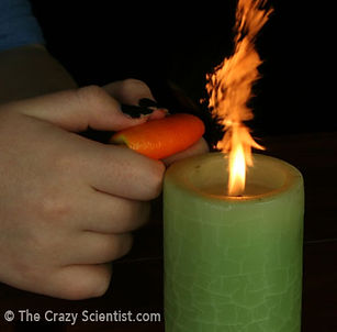 orange peel flame experiment showing citrus oil ignition
