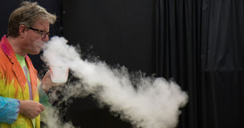 Liquid nitrogen science show creating fog during a live demonstration at a Scout Hall in Pennant Hills Sydney
