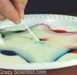magic milk experiment with food colouring and soap reaction