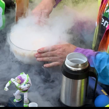 Liquid nitrogen ice cream experiment with The Crazy Scientist at children’s party.
