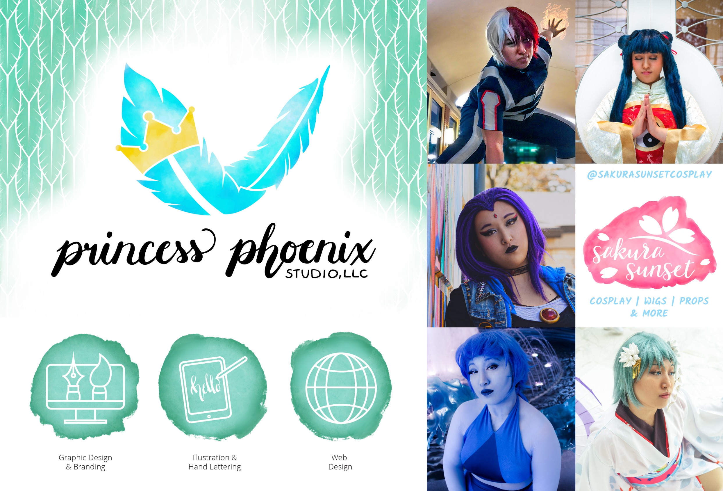 Sakura Sunset aka Princess Phoenix Studio, hosting wig commissions, stickers, prints, bookmarks, magnets Chizu Con 2024
