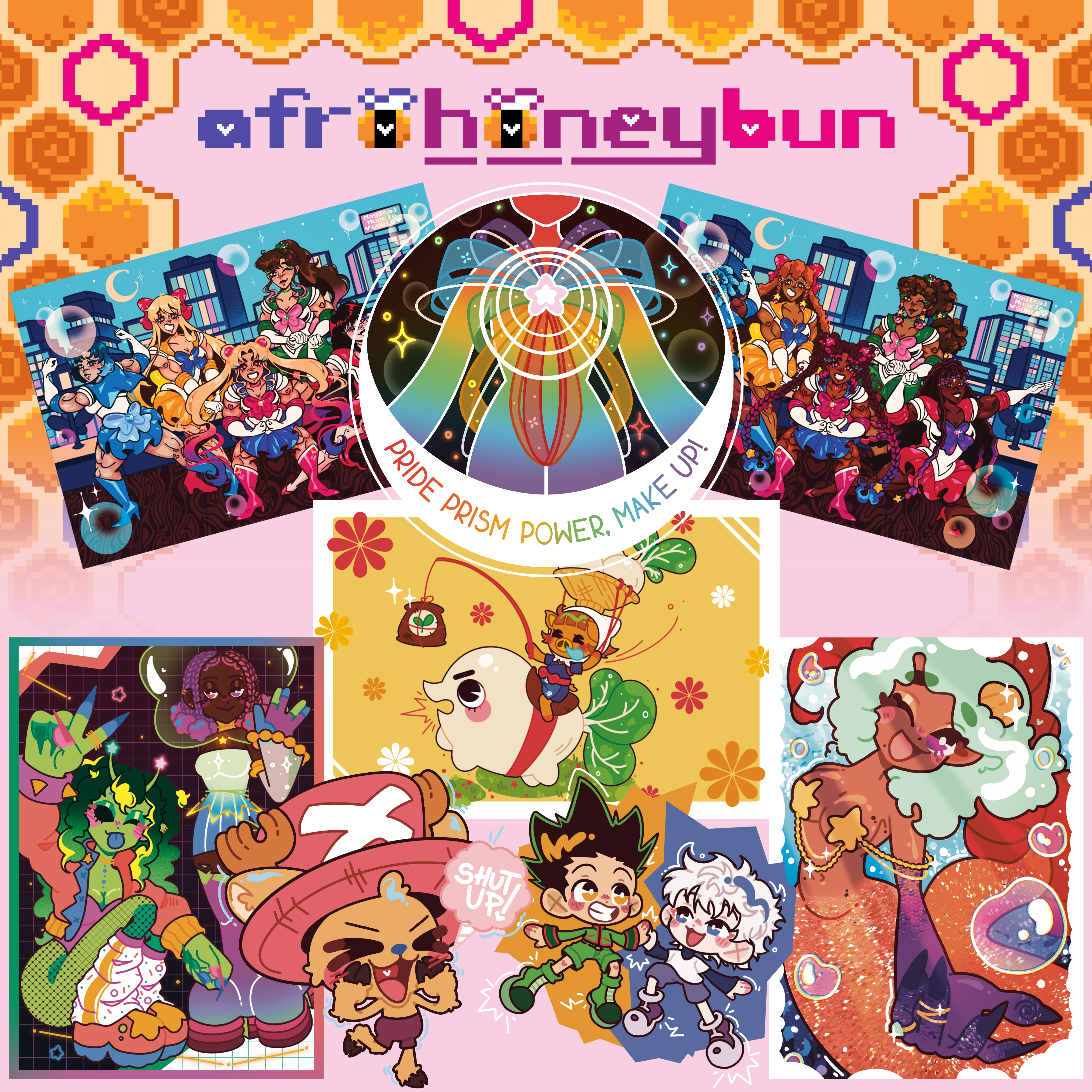  stickers, prints and charms , fan art & OCs artist alley chizu con 2024