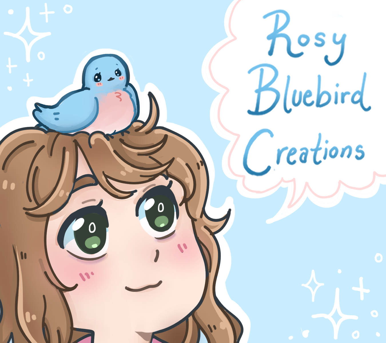 Rosy Bluebird Creations  original comics/zines, buttons, and prints, adoptable characters (for use in personal stories, dnd campaigns, etc!) and on-site commissions Chizu Con 2024