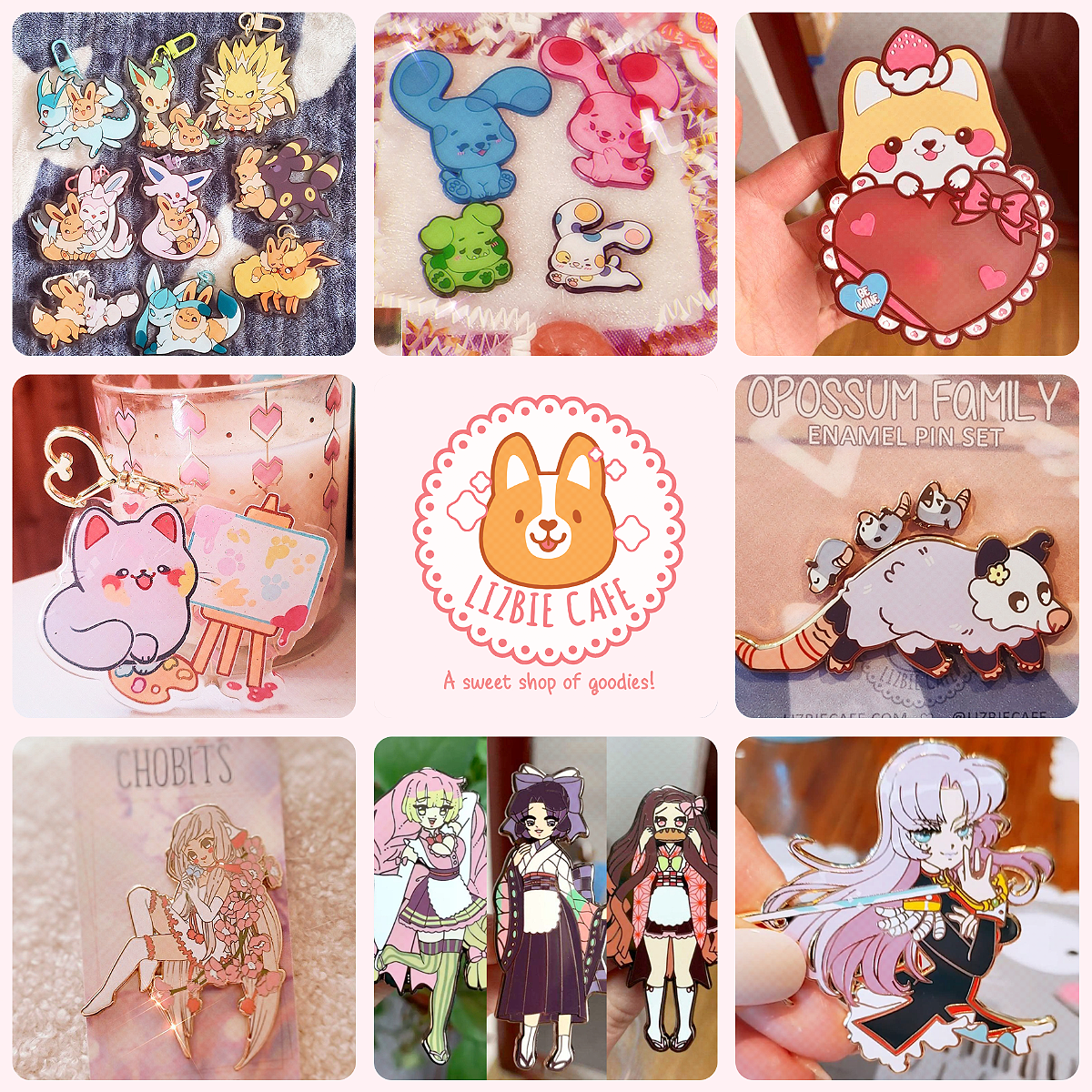 enamel pins, keychains, plushies stickers Chizu Con 2024