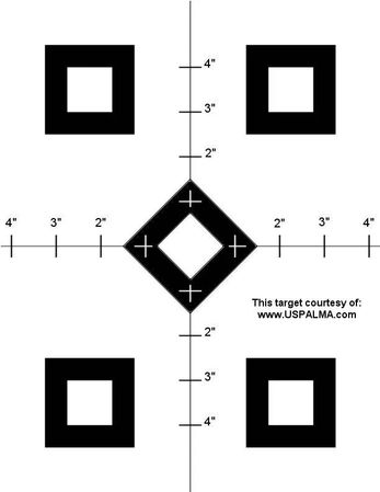 Black and white shooting target for calibration.