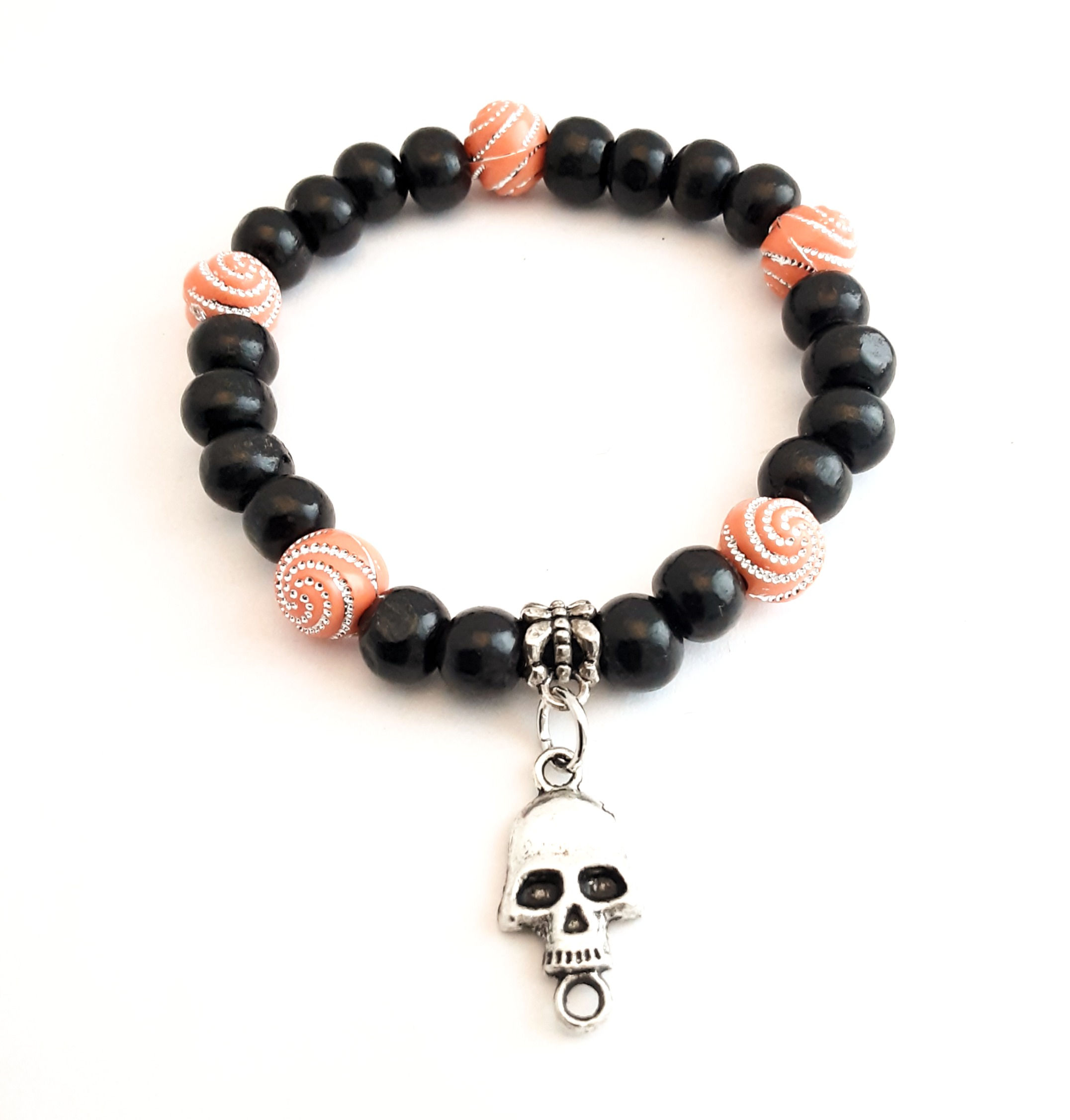 Brcelet noir et perles orange  Réf : Hw002