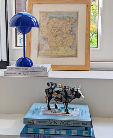 Blauwe flowerpot lamp