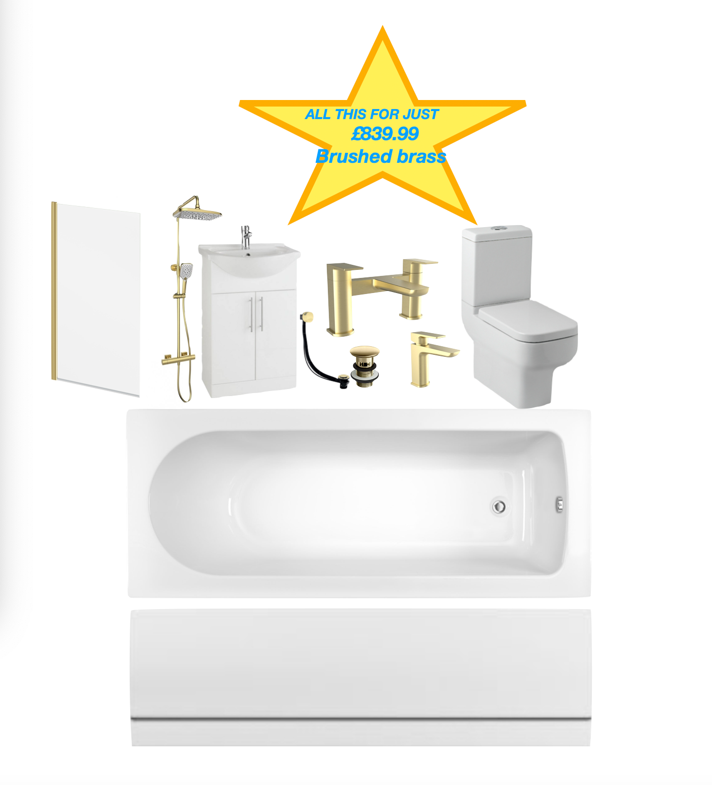 Brushed brass vanity unit package