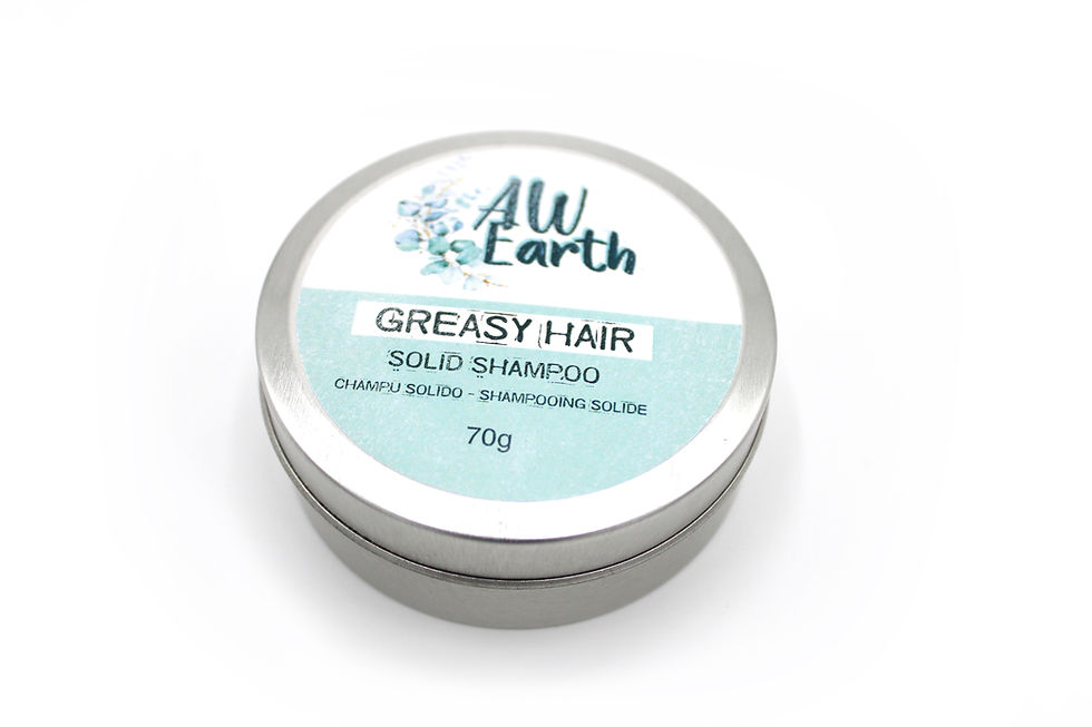 Miniatura: CHAMPÚ SÓLIDO ARTESANAL EN LATA, CABELLO GRASO 70 gr.