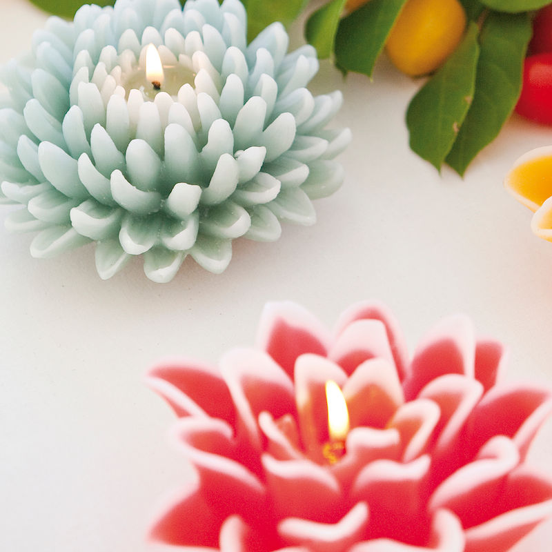 Miniatura: VELA FLOR DALIA VERDE AGUA