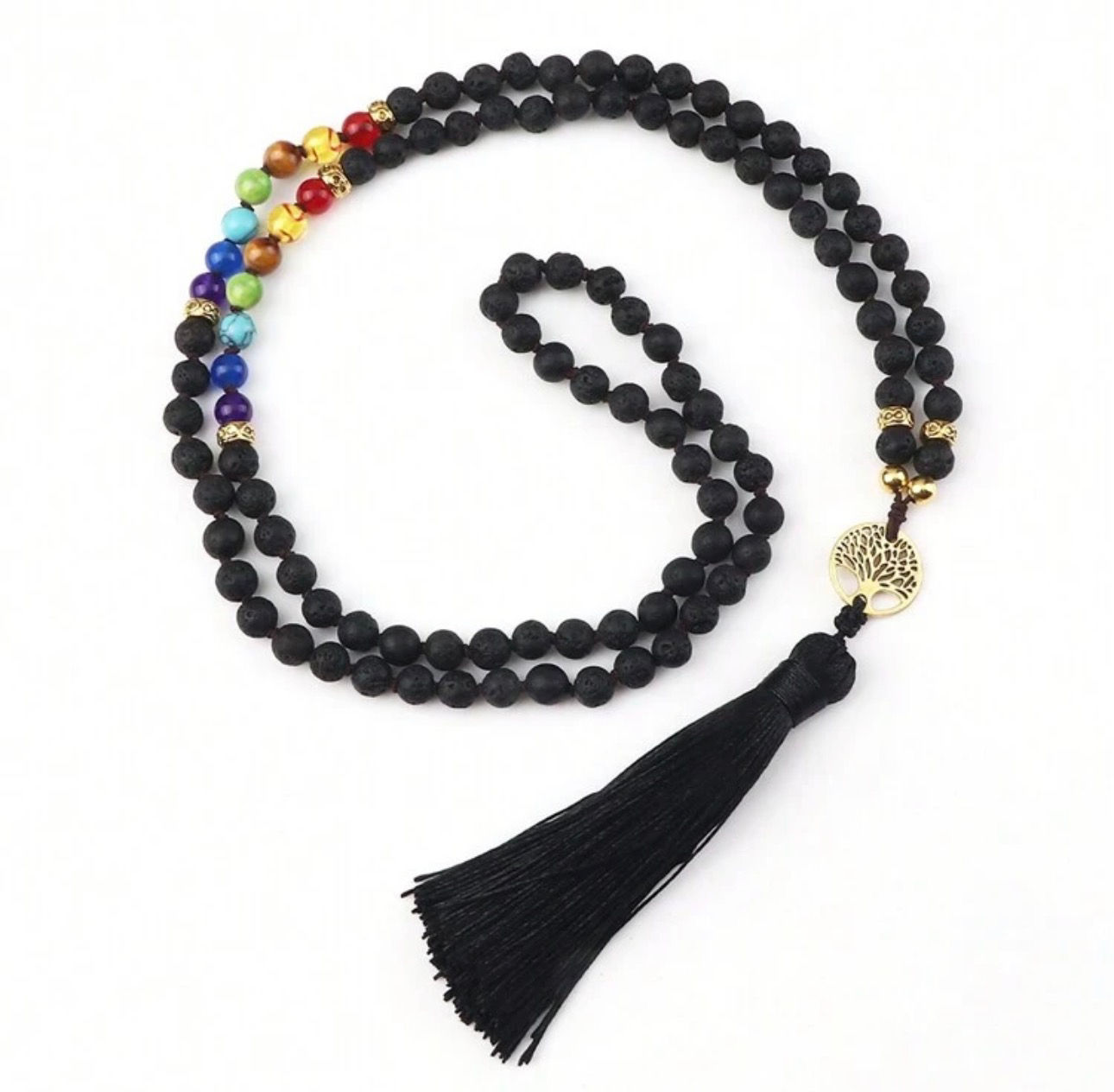 Lava Stone & Chakra Bead Meditation Mala