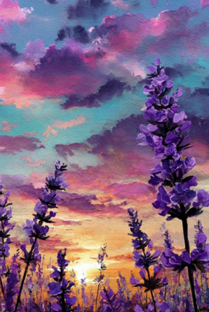 Lavender Glow: Acrylics on Canvas