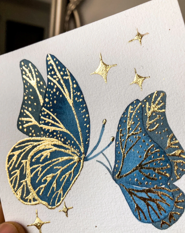 Watercolors with Gold Foiling