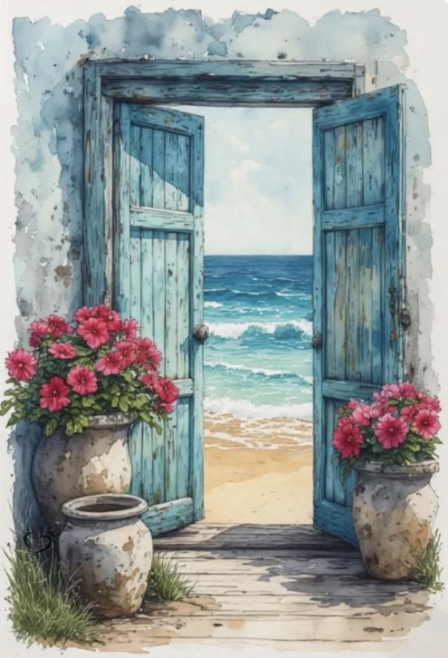 Watercolors Beyond the Doorway