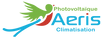 Logo de société AERIS, tricolor bleu vert et rouge représentant un colibri 