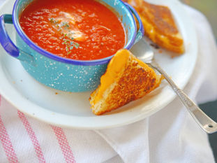 Smoky Roasted Tomato Soup with Grown Up Grilled Cheese