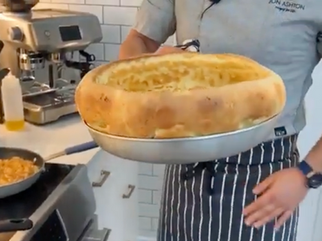 Dutch baby recipe — golden oven-baked puffed pancake with lemon and sugar by Chef Jon Ashton
