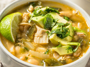 Roasted Green Chile White Chicken Chili with Creamy Cannellini Beans
