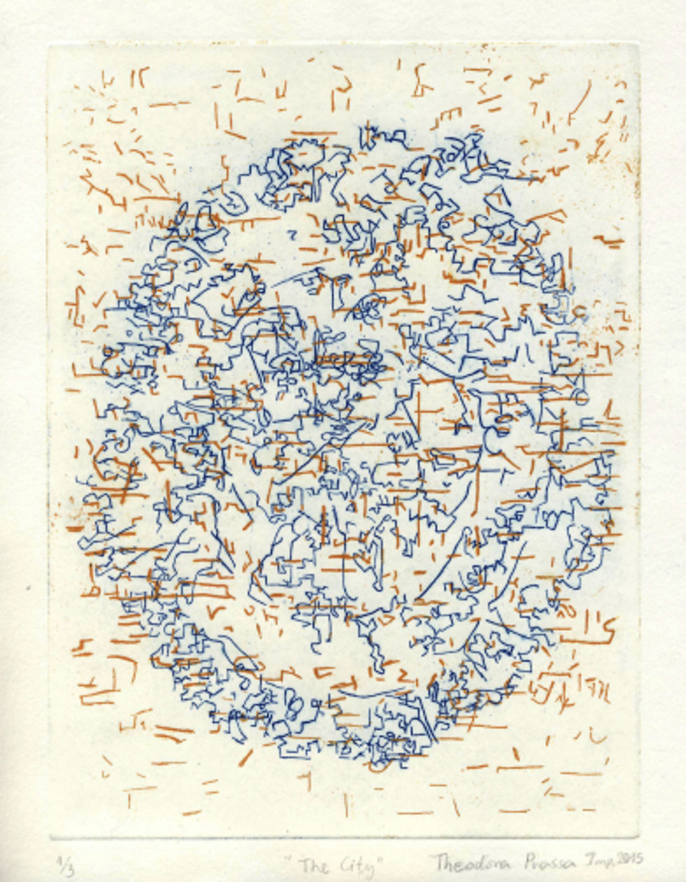 City and the walls, project, etching on paper, 2015