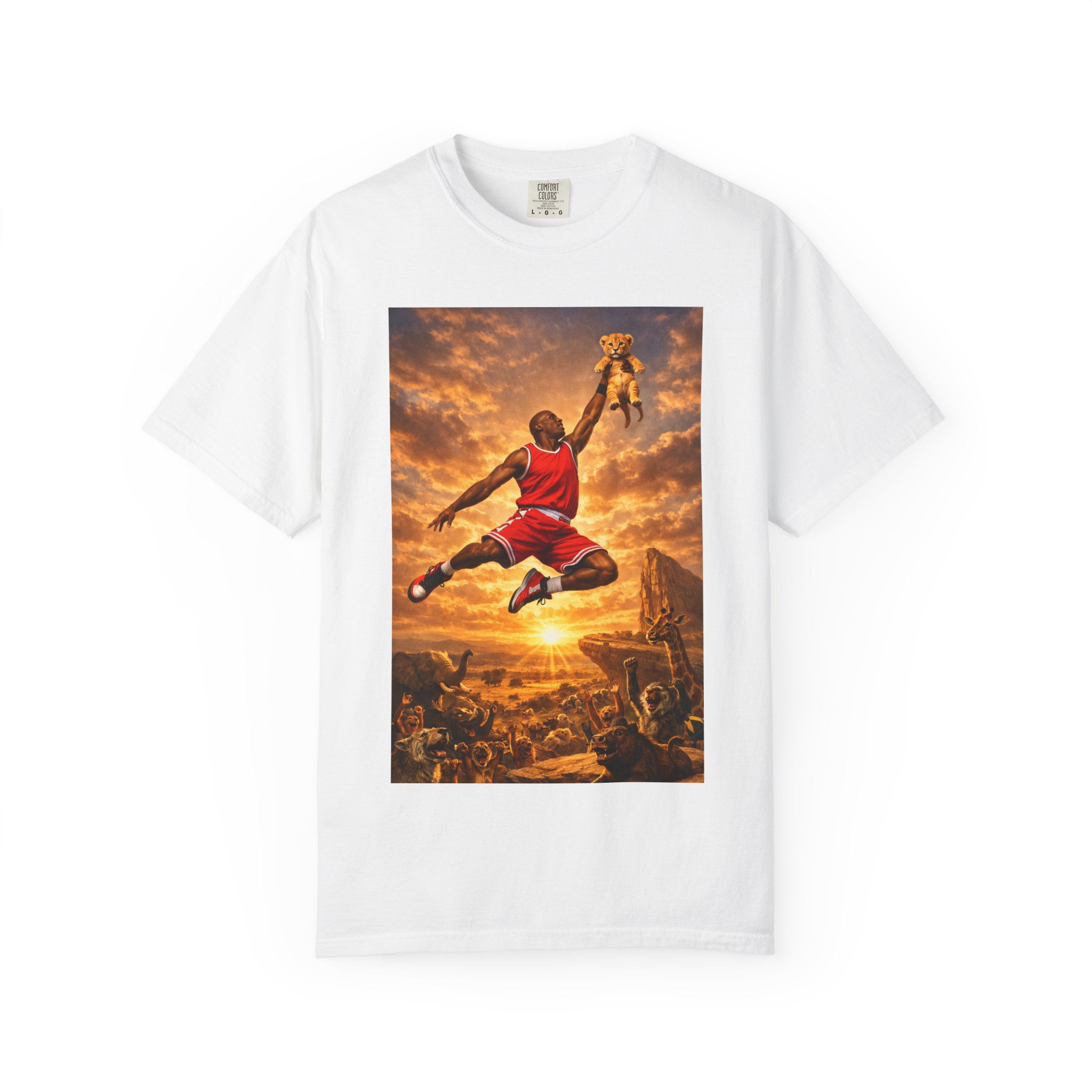 Basketball Dunk Scene T-shirt | Sunset Hoops Court Illustration