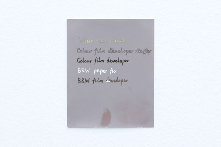 The Description of the Photographic Chemicals; light sensitive photographic paper; colour film bleach; colour film developer starter; colour film developer; b&w paper fix; b&w film developer; unfixed; durational print; Redefinition of the Photographic Chemicals; Lexy; Liangzi; Xiao; experimental photography; analogue photography; kunsthall; master exhibition;