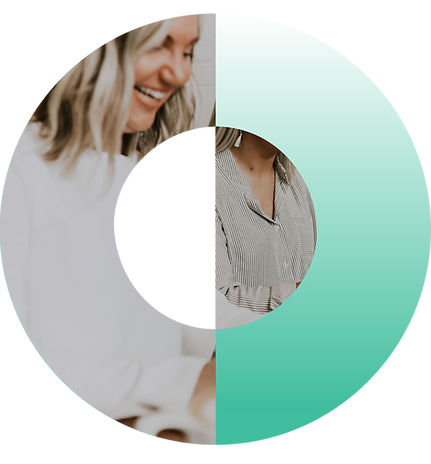 Spin State logo with an abstract image of a woman with blond hair. The women is laughing.