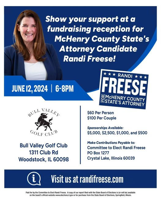 June 12, 2024, 6-8 pm, Randi Freese for McHenry County State's Attorney Fundraising Reception