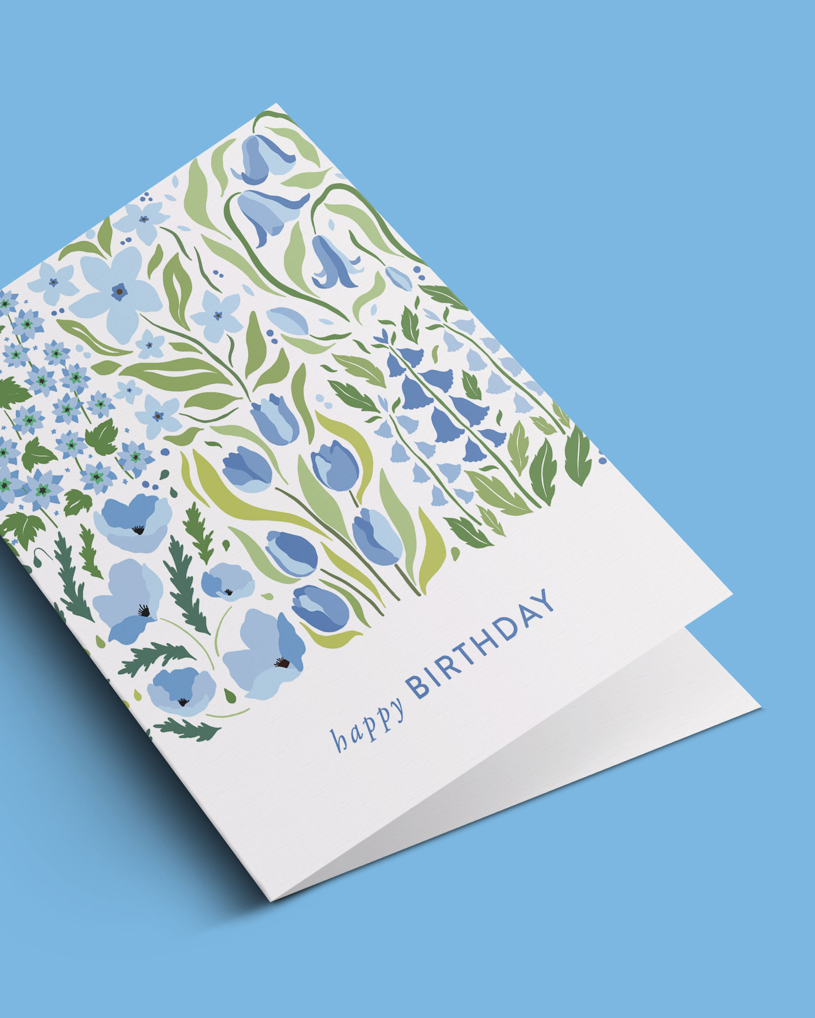 Tarjeta De Saludo Spring Gallery Celeste - Happy Birthday