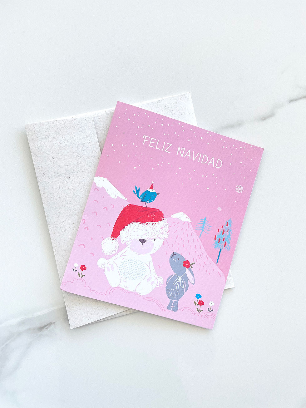 Tarjeta De Saludo Navidad Osito rosa