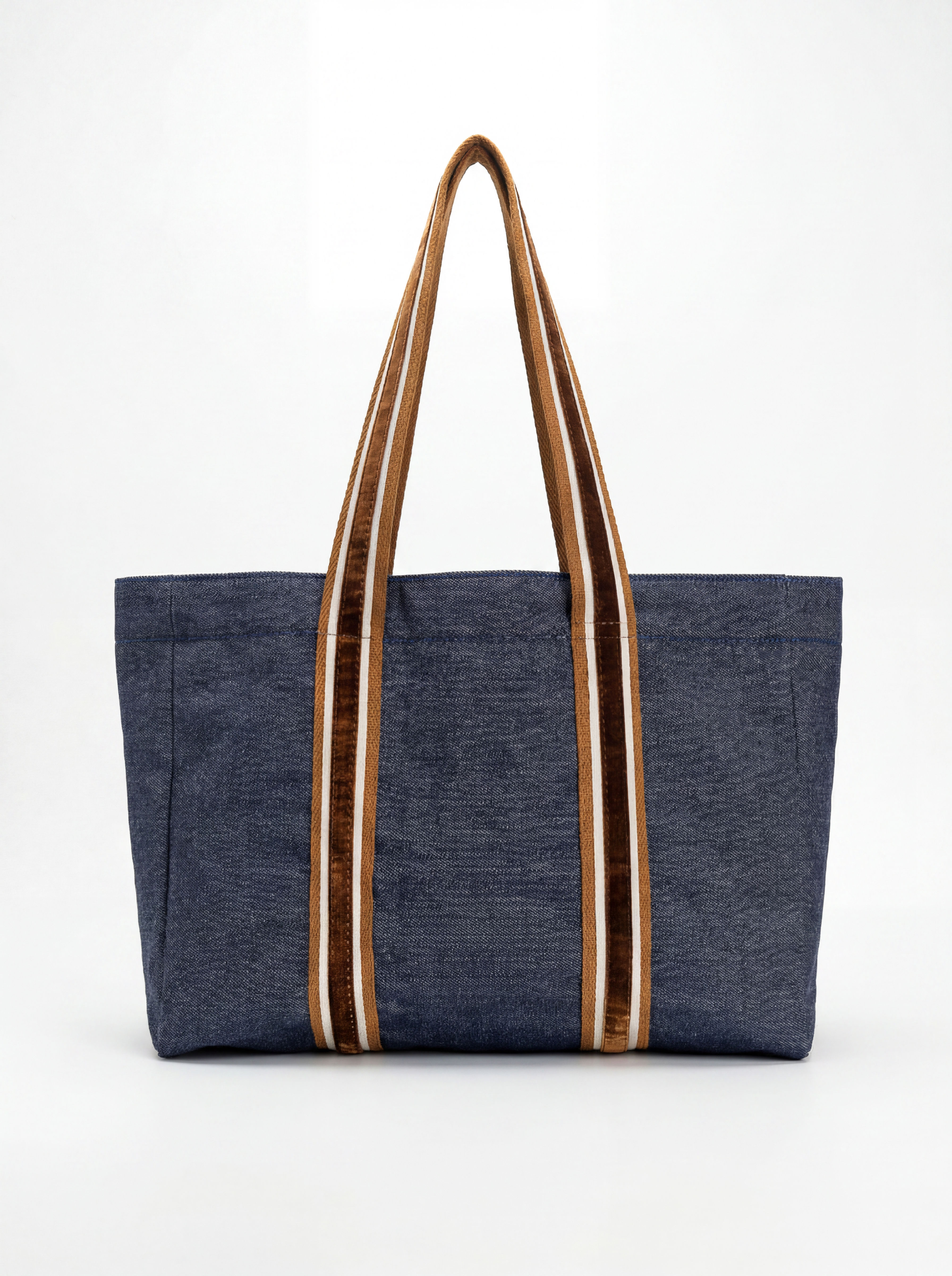 Denim Tote Wit. – Camel & Marrón – Large