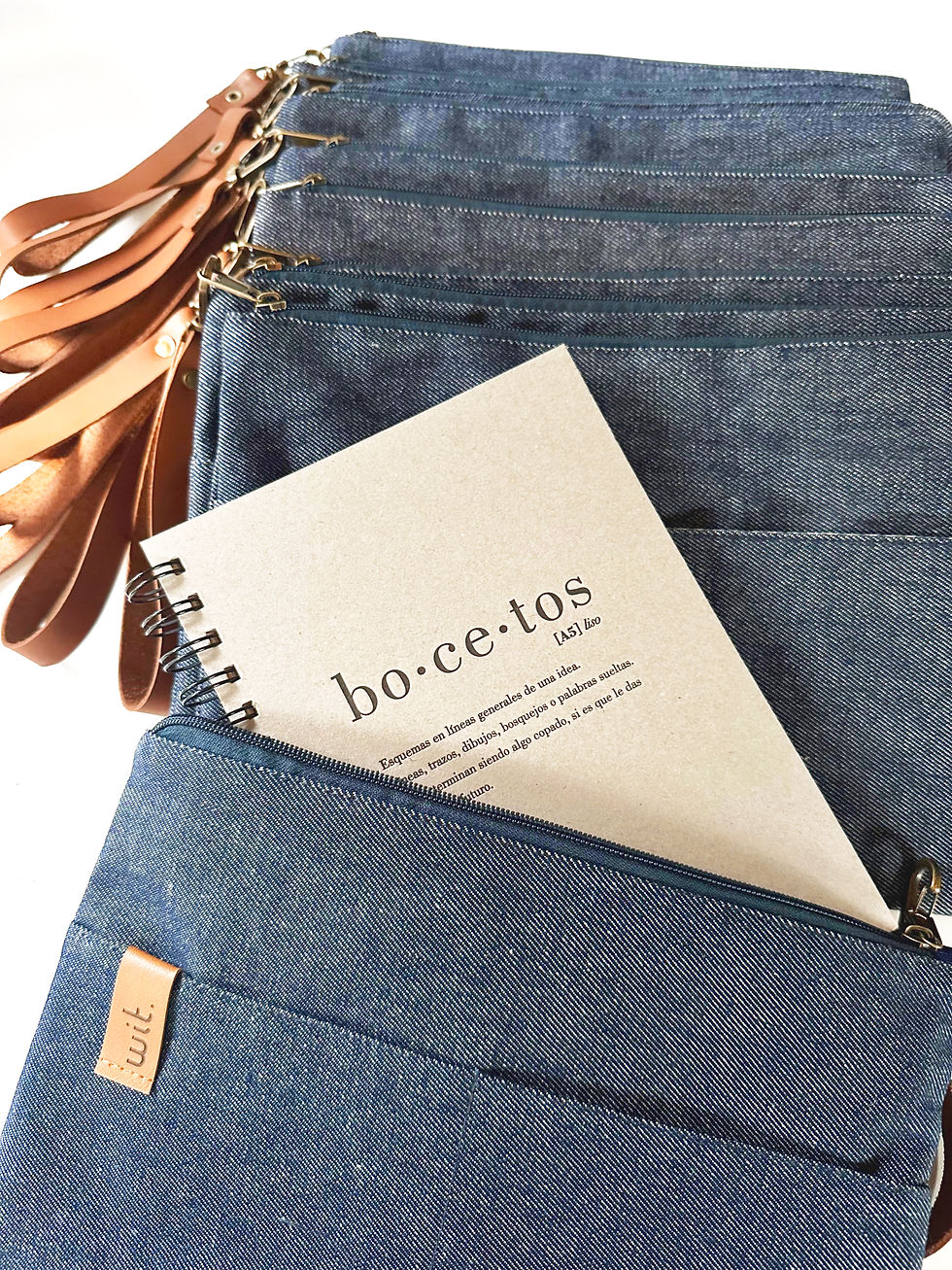 Miniatura: Denim Clutch Wit.