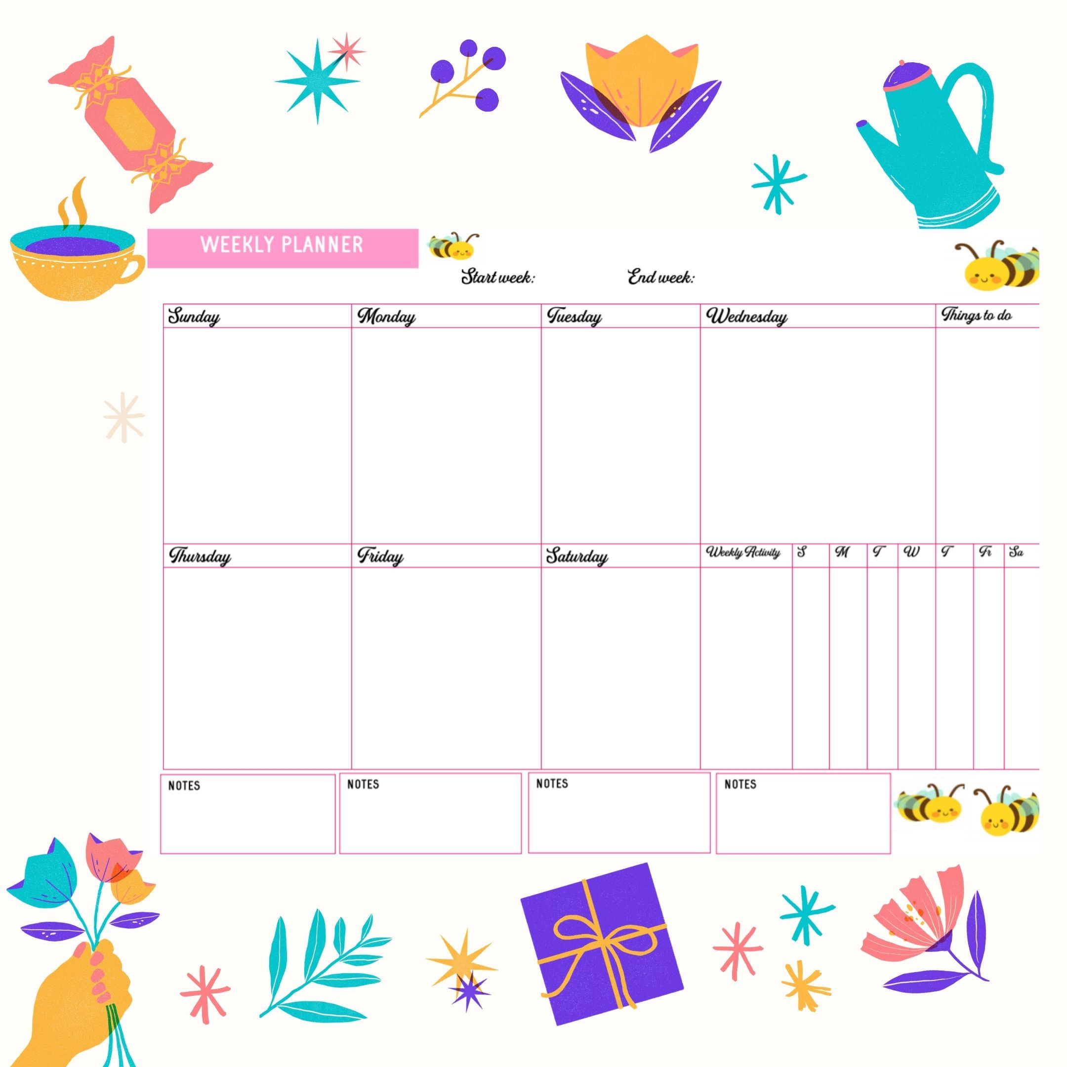 Weekly Planner - Printable - Planner for Business - Home- Student