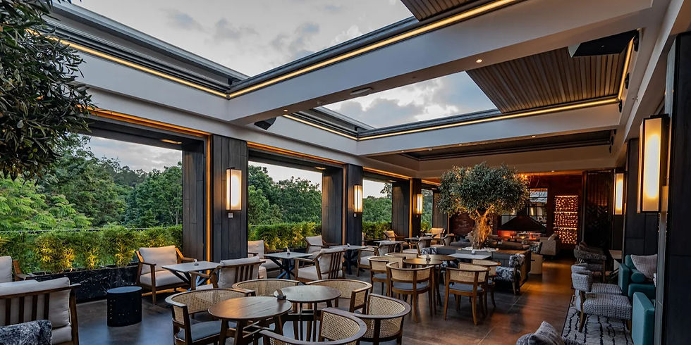 The rooftop view at Upepo Restaurant overlooking the Nairobi skyline.