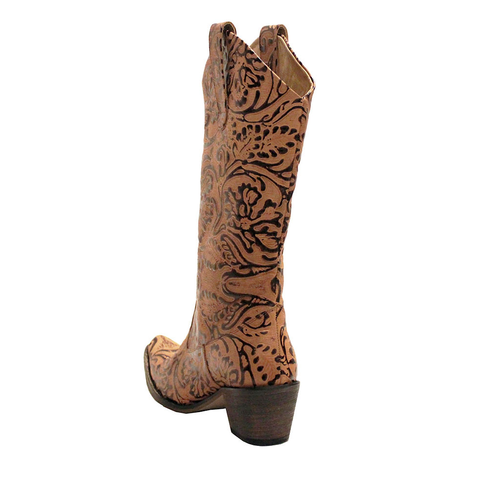 Thumbnail: Tan Garden Embossed Leather - Cowboys