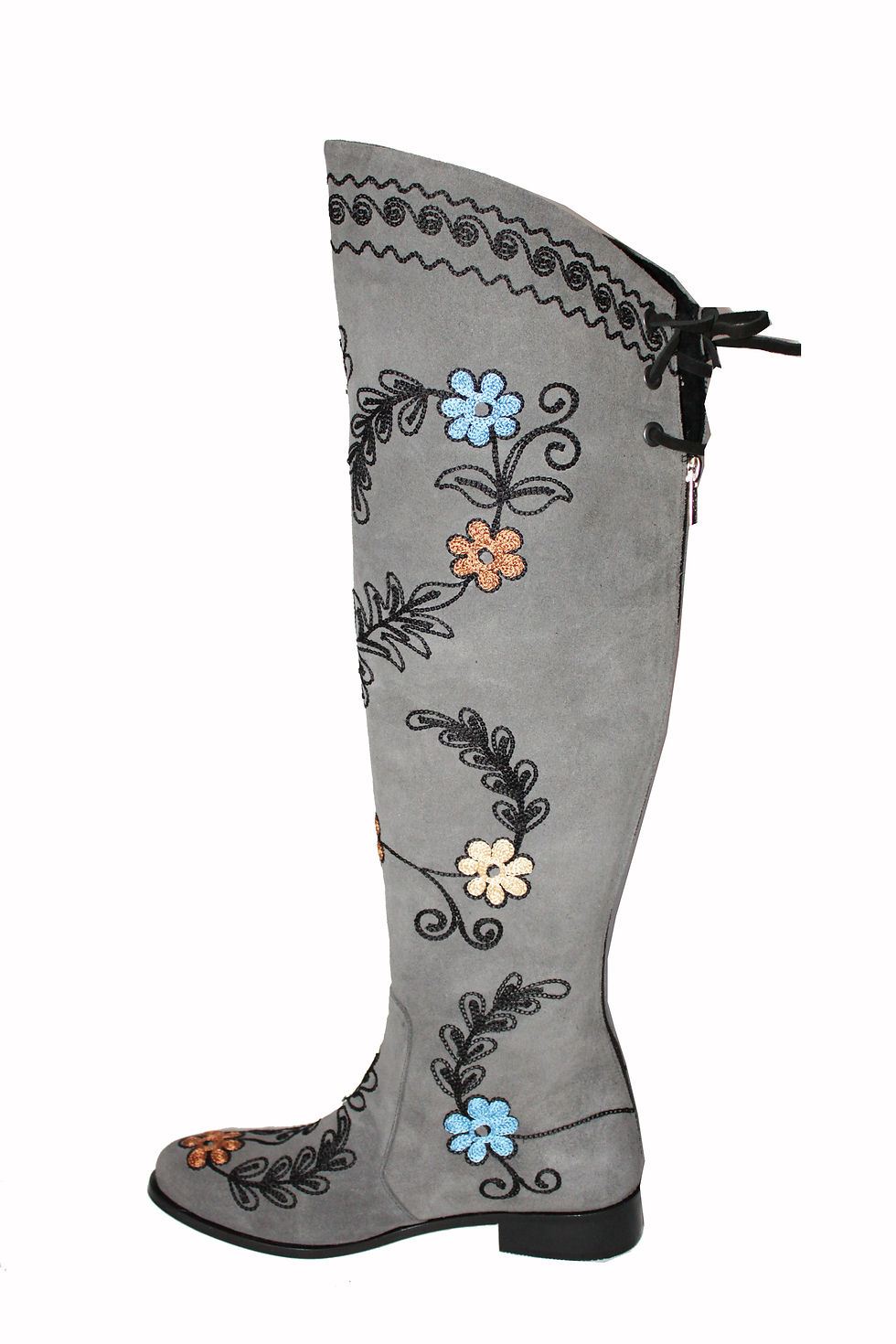 Thumbnail: Grey Suede Embroidered - OTK Riding