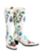 White Leather Nazar Embroidery - Cowboys