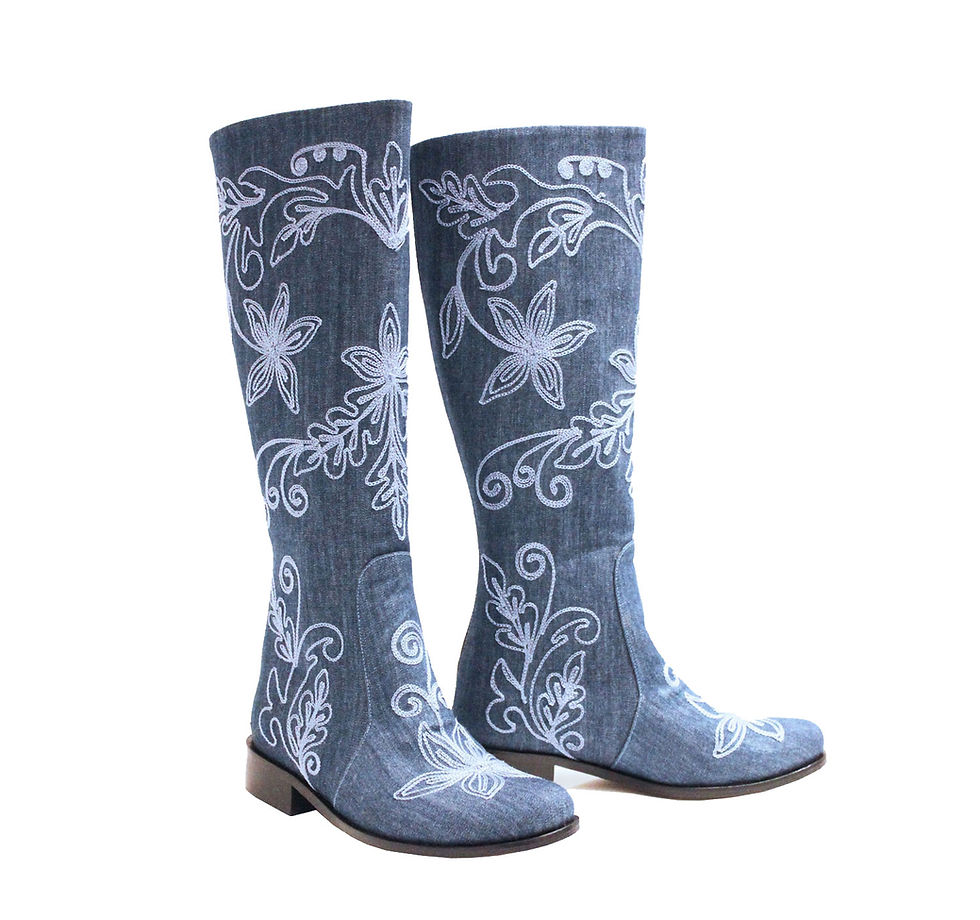 Dark Denim Embroidery - Riding