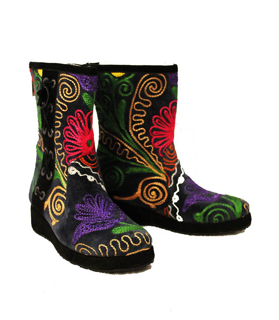 One of a Kind Suzani Black Suede Uptown - KIDS Riding