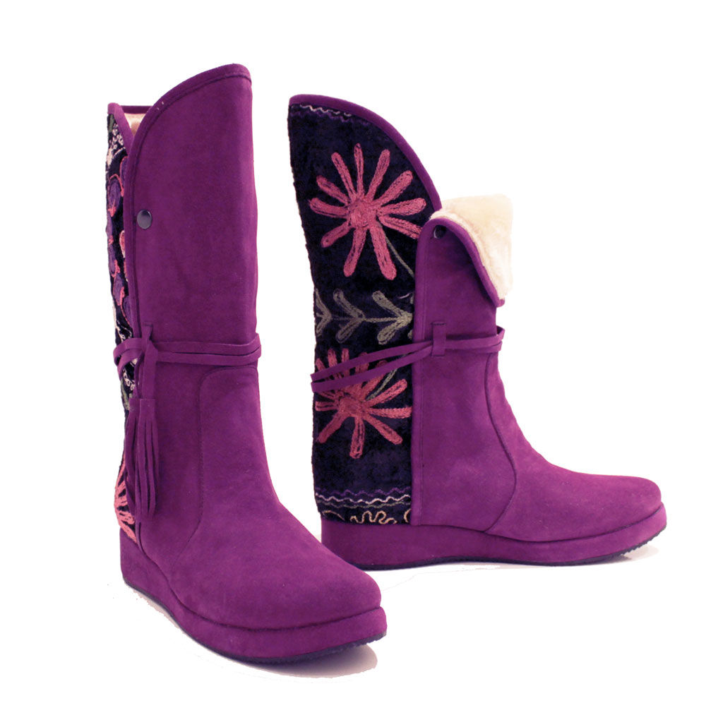 One of a Kind Suzani Purple Suede Uptown - Riding